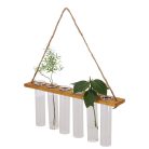 6-os növény gyökereztető üveg váza fa állvánnyal, 33,5 x 20 cm