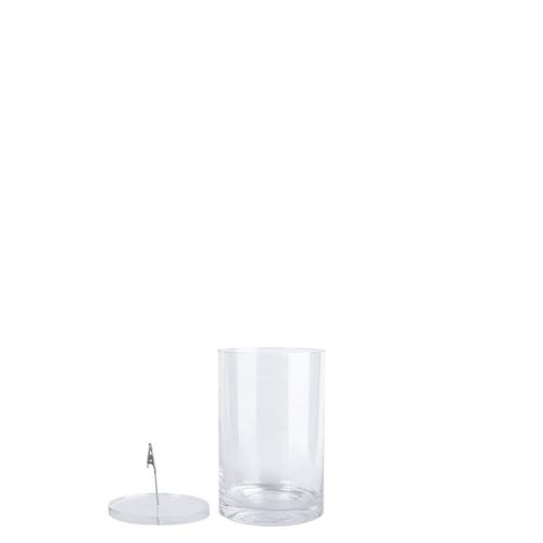 Henger alakú üveg váza, vízbe merülő virágoknak, 20 cm