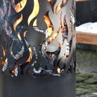 Henger alakú fém teraszfűtés, láng mintával, 118 cm