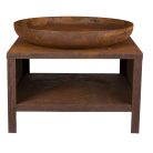 Rozsdásított felületű tűzrakó, tűzifa tárolóval, L, 80 cm