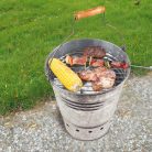 Fém grill sütő vödör ráccsal, 35 cm átmérőjű