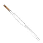 Rozsdamentes acél BBQ zöldséggrillező, fa nyéllel, 49 cm