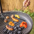 Rozsdamentes acél két ágú BBQ nyárs, fa nyéllel, 56 cm