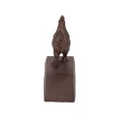 Öntöttvas ajtókitámasztó ék, kakasos, 13 x 6 cm