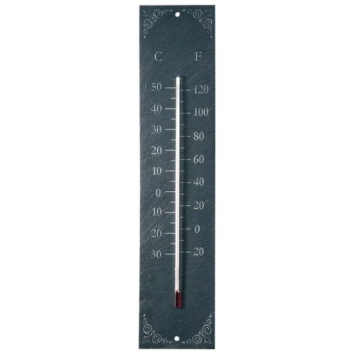 Pala hőmérő, fehér motívummal, szürke, 45 cm