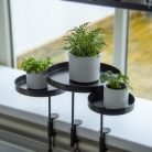 Felszerelhető lebegő dekoratív fém tálca, fekete, 24 cm átmérőjű
