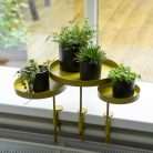 Felszerelhető lebegő dekoratív fém tálca, aranysárga, 14 cm átmérőjű