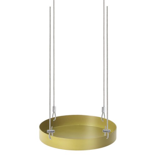 Függő dekoratív fém tálca, aranysárga, 14 cm átmérőjű