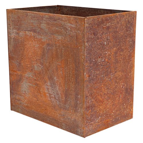 Rozsdásított felületű magasított virágláda, 58 x 38 x 58 cm