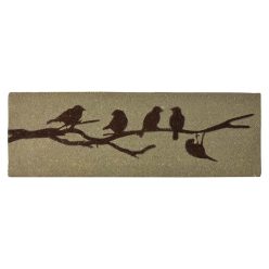   Világosbarna kókuszrost lábtörlő, madár mintás, 120 x 40 cm