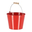 Cink kerti vödör, fa fogóval, 4,5 literes, piros