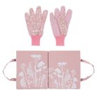 Mezei virág mintás kerti térdelőpárna és kesztyű szett, pink