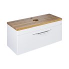 TMP MOON 90 cm fehér - natúr dió - fali fürdőszobabútor - mosdó nélkül - TOP COUNTER mosdókhoz
