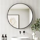 TMP IRON fürdőszobai tükör - FEKETE keret - kerek - 80 cm