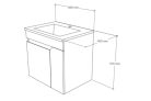 TMP VISION 60 fali függesztett fürdőszobai bútor - SKY E-8099-60 porcelán mosdóval - 61 x 46 cm