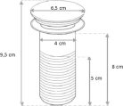 Klikk - klakk leeresztőszelep - KEREK - KRÓM - túlfolyó NÉLKÜLI modókagylóhoz 5/4"