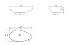 CeraStyle OLIVE - PULTRA ültethető - Top Counter - porcelán mosdó - MATT FEKETE -75 x 38 cm